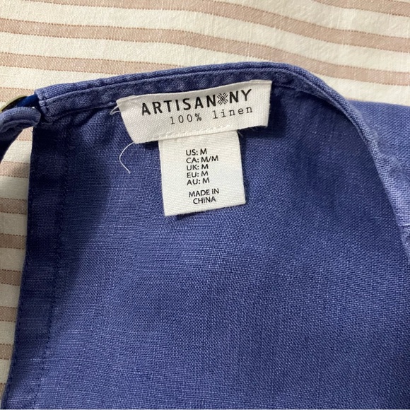 OOAK Sparrow embroidered Artisan Ny Blue Flutter Sleeve Mini Sundress - Picture 6 of 6